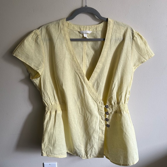 Plus H&M Yellow Ruched Waist Blouse - Picture 1 of 5